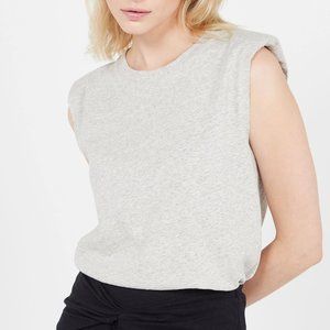 IRO Paris Size Large Tarika Padded Shoulder Top  in Gryos Mixed Gray NWT